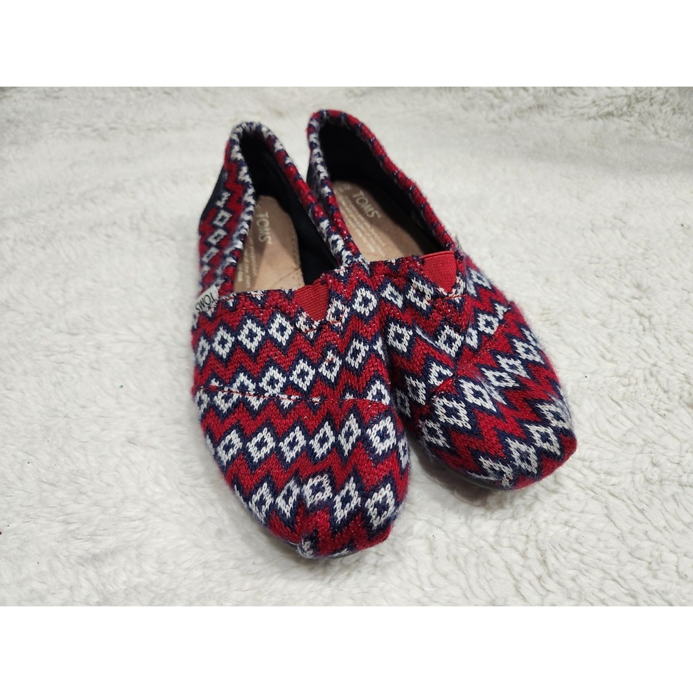Toms Women's 5.5 Classic Knit Geo Diamond Patterned Multi-Colored Slip-On Shoes